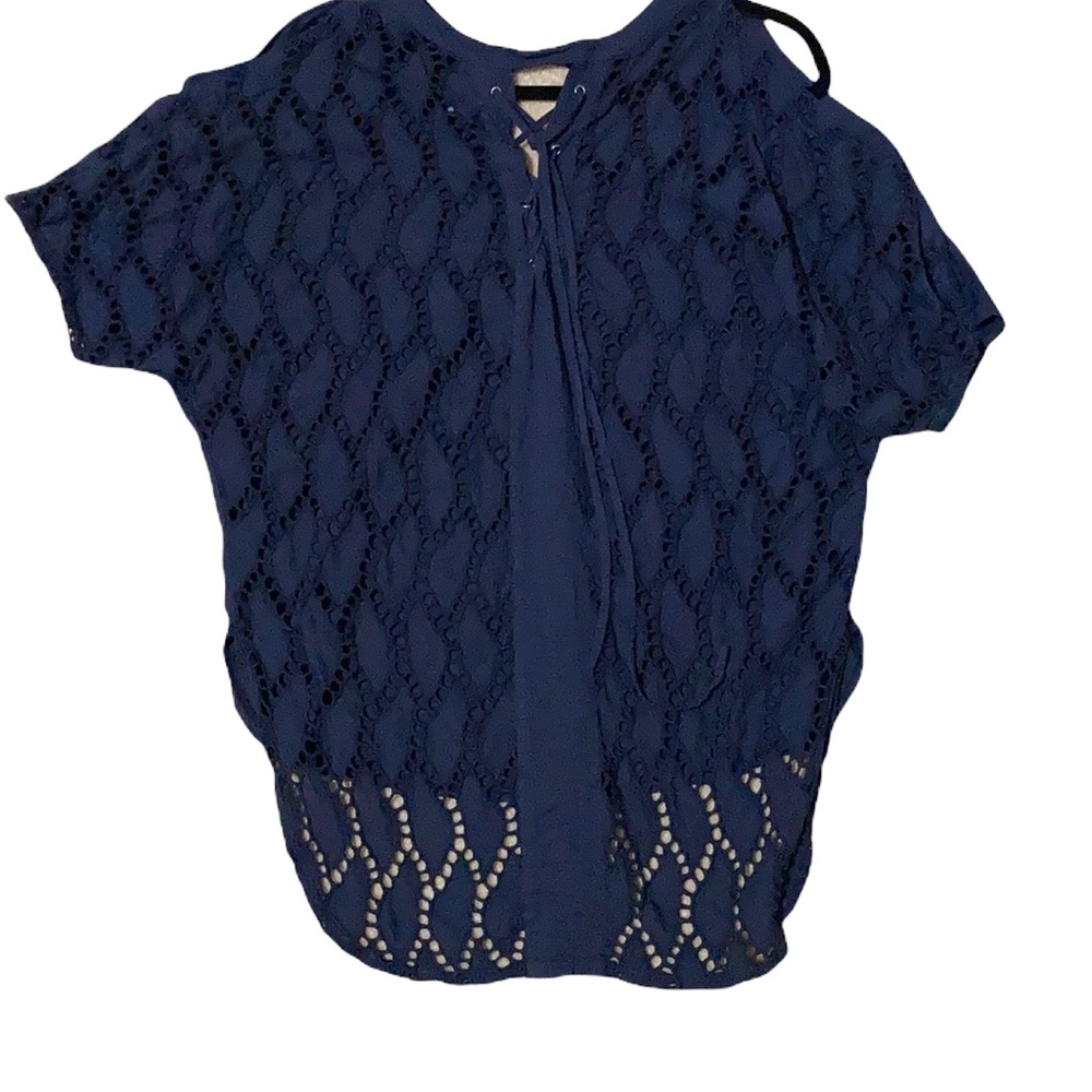 Eyelet Cold Shoulder Navy Cover up  XCVI Sz M